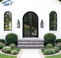Modern Aluminium Wood Outward Swing French Arch Windows External Casement  House Window