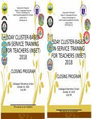 We did not find results for: Closing Program Inset 2019 Docx Department Of Education Region Ix Zamboanga Peninsula Division Of Zamboanga City Camp Susana Elementary School Labuan Course Hero