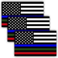 American flag with blue green and red stripe. Anley 5x3 Inch Thin Line Us Flag Decal Blue Green And Red Reflective Stripe American Flag Car Stickers 3 Pack Walmart Com Walmart Com