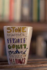 Simple Harry Potter Book Titles Mug Medium Taupe Square Mug With Glasses Lightning Bolt And Owl Hand Painted Harry Potter Diy Harry Potter Mugs Harry Potter