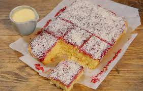 Ainsley Harriott Jam And Coconut Sponge With Custard Recipe On Ainsley S Food We Love Custard Recipes Food Brown Stew Chicken