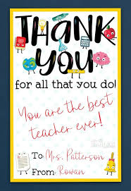 Use these printables as a way for students to say thank you to parent volunteers, teachers, or other students. Free Teacher Appreciation Thank You Printable Two Versions