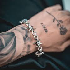 Large Barbed Wire Silver Bracelet