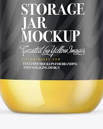 Download Ghee Glass Storage Jar Mockup In Jar Mockups On Yellow Images Object Mockups PSD Mockup Templates