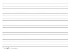 Printable lined paper for home and classroom, free from activity village. Lined Paper Templates Teaching Ideas