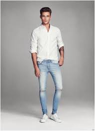H M Light Wash Denim Jeans 29 32 Nwt On Mercari White Jeans Men Jeans Outfit Men Mens Fashion White