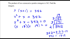 Converting a string into integers then find max sum of a consecutive pair of integers c++; The Product Of Two Consecutive Positive Integers Is 342 Find The Integers Youtube