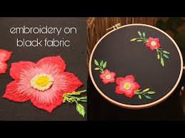 التطريز للمبتدئين طريقة الرسم على القماش الأسود embroidery pattern on black fabric youtube in 2020 embroidery fabric embroidery patterns