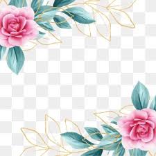 Square Floral Frame With Watercolor Flowers Border And Outlined Leaves Wedding Invitation Flowers Png Transparent Clipart Image And Psd File For Free Downloa Flower Png Images Floral Border Design Flower Frame