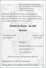 We raden steeds aan om je opzegging via een aangetekende brief te verzenden, zo heb je een rechtsgeldig verzendbewijs en ben je 100% zeker van je opzegging. Hindertje Hennie Brons De Wit 01 01 2021 Overlijdensbericht En Condoleances Mensenlinq Nl