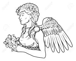 Une Illustration D Une Femme D Ange Noir Stylise Peut Etre Un Tatouage D Ange Clip Art Libres De Droits Vecteurs Et Illustration Image 20220368