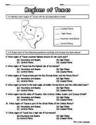 This Is A 20 Question Assignment Quiz Regarding The 4 Regions Of Texas Questions Address Locati Texas History Classroom 4th Grade Social Studies Texas History