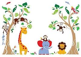 Check spelling or type a new query. Amazon Com Decalmile Animal Tree Wall Stickers Monkey Giraffe Elephant Kids Wall Decals Baby Nursery Kids Room Wall Decor Finished Size 47 W X 35 5 H Baby