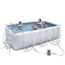 Our Best Value Pool Bestway 4 12m X 2 01m X 1 22m Power Steel Frame Pool With 530gal Cartridge Filter Pu Bestway Rectangular Swimming Pools Rectangular Pool