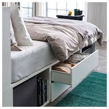 Platsa Cadre De Lit Avec 2 Tiroirs Blanc Fonnes Ikea In 2020 Bed Frame Ikea Bed