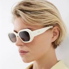 NEW Celine Sunglasses BOLT 3 DOTS CL40255I 25E Acetate Shiny Solid Ivory  Brown