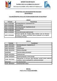 Structura Anului Universitar 2018 2019 Semestrul I Valabilă Pentru Ciclul De Studii Universitare De Licenţă Zi Id Si Maste