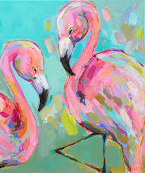 Flamingo Brooke Ring Flamingo Painting Elephant Painting Canvas Colorful Animal Paintings