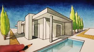 How To Draw In 2 Point Perspective A Modern House Youtube Our simple steps will make it possible for you to draw your own draw two chimneys with straight lines. how to draw in 2 point perspective a modern house