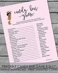 Printable Baby Shower Candy Bar Game African American Baby Girl Pink In 2020 Baby Shower Candy Bar Baby Shower Candy Bar Game Baby Shower Candy