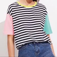 Available in neon blue, neon green, neon orange, neon pink, neon purple. Asos Tops Black White Striped T Shirt Yellow Pink Blue Poshmark