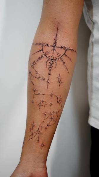 Something different😉 A constellation for his loved ones ✨, His very first tattoo, done on his 18th birthday🎉 , Meaningful from day one 🤍 #firsttattoo #meaningfultattoo #constellationtattoformen