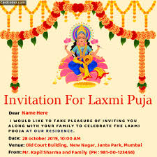 Create your own wedding monogram and add it to your invitation design to make it extra special. Make Online Invitation For Laxmi Puja With Name And Venue And Date Card Codez Name On Greeting Cards