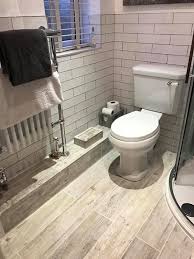 Beautiful Pale White Distressed Wood Effect Floor Tiles Were Used In This Ensuite Bathroom Shower Room Wood Tile Bathroom Wood Floor Bathroom Wood Tile Shower