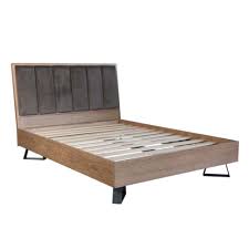 Upholstered platform bed frame with wingback headboard/ mattress foundation/ wood slat support/no box spring needed/easy assembly light grey,full. Dale Bedstead Grey Oak With Fabric Headboard Bedsteads Bed Frames Meubles