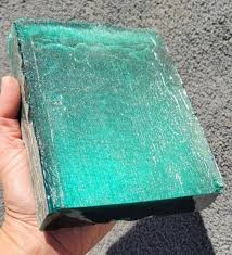 Fiber Optic Glass Large Sea Green Block