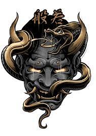 Hannya Sticker By Blackout Brother White Background 3 X3 Japanese Mask Tattoo Japanese Tattoo Art Samurai Tattoo Design