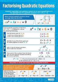 Factorising Quadratic Equations Poster Quadratics Gre Math Studying Math