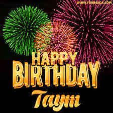 In an animated greeting card, there are tons of layout designs, cartoon and clip arts, emoji or sticker, color, shape, etc. Wishing You A Happy Birthday Taym Best Fireworks Gif Animated Greeting Card Download On Funimada Com
