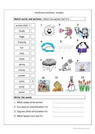 Vocabulary Matching Worksheet Weather Weather Vocabulary Matching Worksheets Weather Worksheets