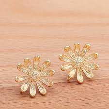 Vibrant Flower Earrings Gold Aster Beaded Necklace Diy Spring Earrings Flower Earrings Gold