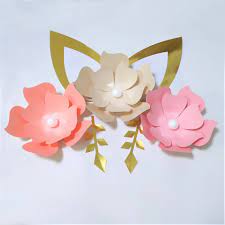 Tropical luau party decor ideas. Cardstock Rose Diy Easy Paper Flowers With Ears Leaves Set For Baby Nursery Wall Flower Decor Shower Birthday Video Tutorials Artificial Dried Flowers Aliexpress