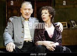 Ian McKellen (Edgar). Frances de la Tour (Alice) in THE DANCE OF DEATH by  August Strindberg at the Lyric Theatre, London W1 04/03/2003 in a new  adaptation by Richard Greenberg design: Robert