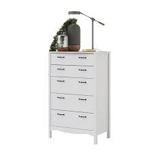 This beauty will look great in any home. Levan Home Modern Romantic Style White Tall 5 Drawer Chest Bedroom Dresser Lh 1953177
