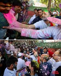 InPics | Holi festivities brought vibrant colors and high spirits to the  Congress headquarters in New Delhi. Leader of Opposition in Lok Sabha Rahul  Gandhi celebrated the festival with party workers and