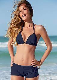 Deep Navy Enhancer Triangle Top Hot Short Bottom From Venus Bikinis Swimwear Bikini Shorts