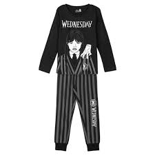 Wednesday Pyjamas Mädchen 100% Baumwolle Schwarz | Merchandise4All