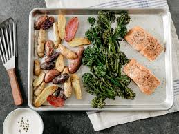 Salmon Sheet Pan Supper With Horseradish Sauce Recipe Food Network Recipes Sheet Pan Suppers Horseradish Sauce