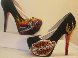 Harley Davidson High Heels With Rhinestone Fire Flames Heels Pumps High Heels