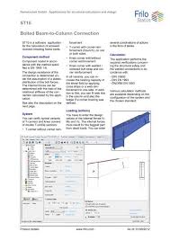 Usually connections between beams and columns in rc buildings are considered fixed purely because it's monolithic and reinforcement crosses over the connection providing moment transfer. St10 Bolted Beam To Column Connection Frilo