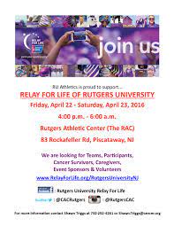 Rutgers is a community that cares. Rutgers Scarlet Knights On Twitter Cacrutgers Relay For Life Is Right Around The Corner Come To The Rac And Be A Part Of A Great Rutgersu Event Https T Co Iaamsajl1t