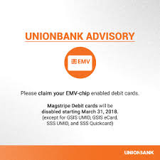 Union bank of india offers a range of credit cards with superlative privileges ranging from shopping, dining, ticket bookings, travel, entertainment and much more. Union Bank Of The Philippines On Twitter Unionbank Will Deactivate All Magnetic Stripe Cards By March 31 2018 Except For Gsis Umid Gsis Ecard Sss Umid And Sss Quickcard Please Claim Your