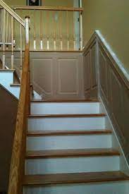 The sky is the limit when it comes to stair design. Raised Panel Wainscoting Staircase In Mohegan Lake Ny Http Www Wainscotingamerica Com Testimonials Wai Wainscoting Styles Diy Wainscoting Faux Wainscoting