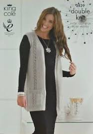 Collection of knitted models, descriptions, patterns, charts. Knitting Pattern Ladies Sleeveless Waistcoat With Pockets Inc Plus Sizes Dk 3839 Ladies Cardigan Knitting Patterns Knit Vest Pattern Long Knit Vest