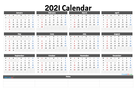 Year 2021 printable yearly and monthly calendars with holidays and observances. 2021 Annual Calendar Printable Free Printable 2020
