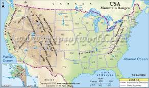 Physical map of the appalachian mountains. United States Mountain Ranges Map